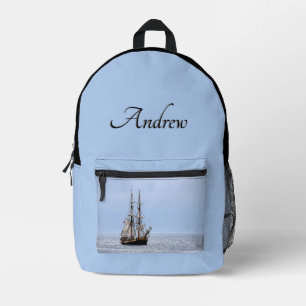 Nautical Schooner Blue Skies Personal Printed Backpack
