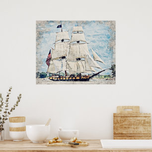 Nautical Schooner Ship Poster