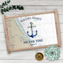 Nautical SE Florida Boat Name Welcome Aboard Serving Tray