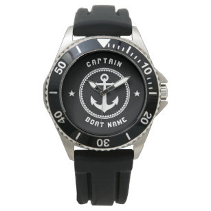 Nautical Sea Anchor Captain & Boat or Name Black Watch