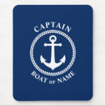 Nautical Sea Anchor Captain Boat or Name Navy Blue Mouse Pad<br><div class="desc">Nautical Sea Anchor Captain Your Personalized Name or Boat Name Mouse Pad.</div>