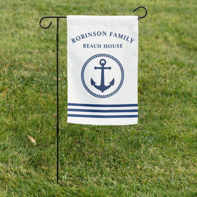Nautical Sea Anchor Family Beach or Lake House Garden Flag (In SItu)