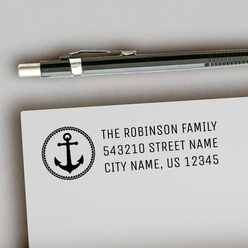 Nautical Sea Anchor Personalized Address or Text Self_inking Stamp