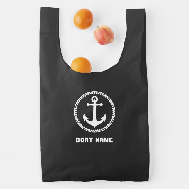 Nautical Sea Anchor with Your Boat or Name 2 Sided Reusable Bag (Insitu)