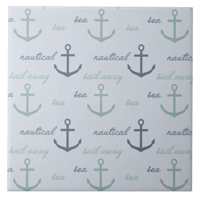 Nautical Sea Anchors Ceramic Tile (Front)