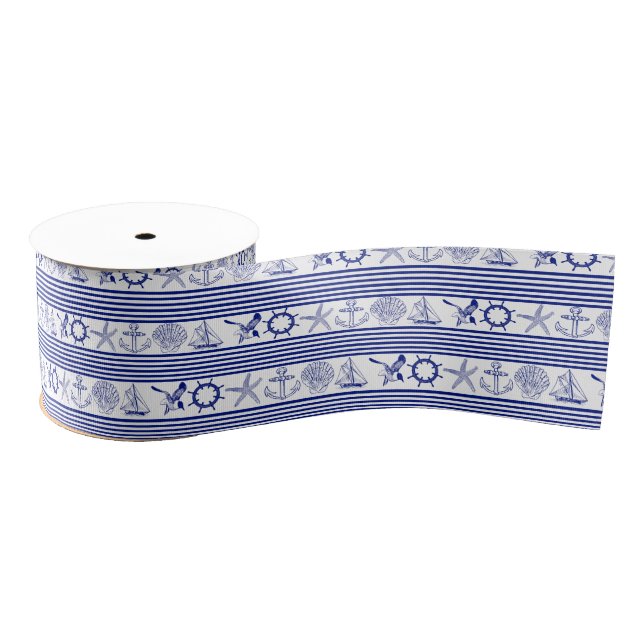 Nautical Sea Animals & Objects Grosgrain Ribbon (Spool)