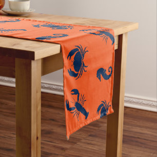 Nautical Sea Animals pattern lobster crab seahorse Long Table Runner