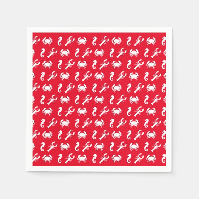 Nautical Sea Animals pattern lobster crab seahorse Napkins (Front)