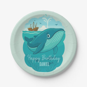 Nautical Sea Cartoon Whale Paper Plates