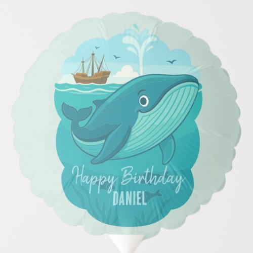 Nautical Sea Cartoon Whale Party Balloon