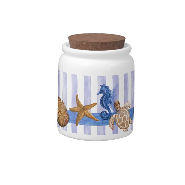 Nautical Sea Creatures Candy Jar (Left)