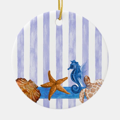 Nautical Sea Creatures Ceramic Ornament