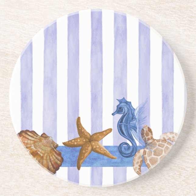 Nautical Sea Creatures Drink Coaster (Front)