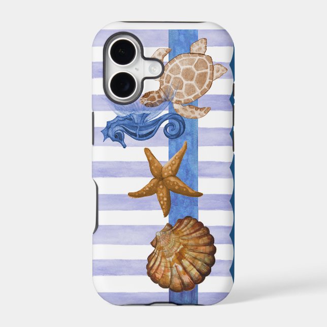 Nautical Sea Creatures Iphone Case (Back)