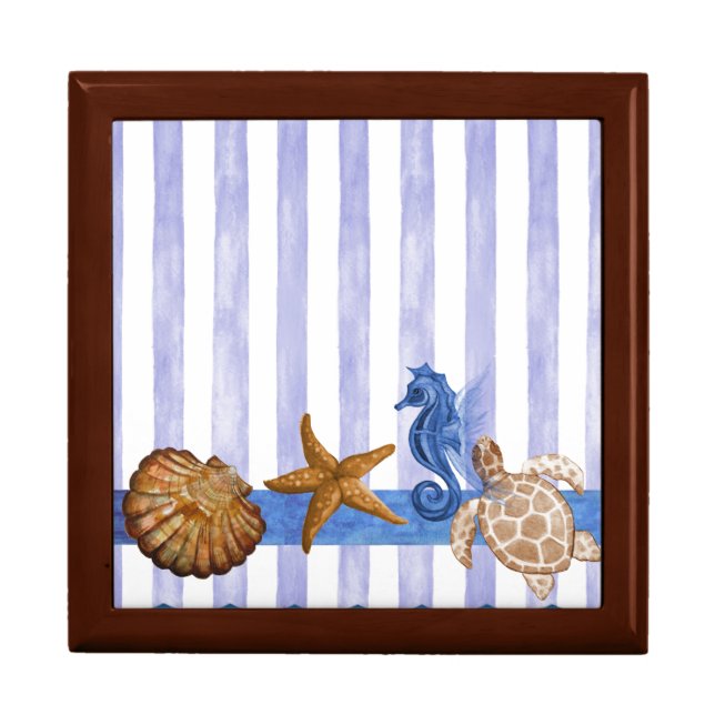 Nautical Sea Creatures Jewelry Box (Front)