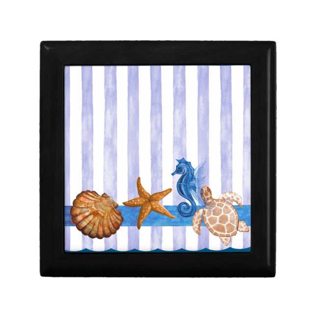 Nautical Sea Creatures Keepsake Box (Front)