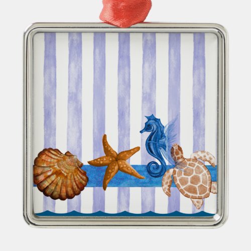 Nautical Sea Creatures Metal Ornament