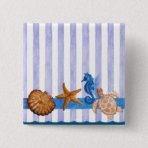 Nautical Sea Creatures Pinback Button