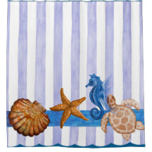 Nautical Sea Creatures Shower Curtain