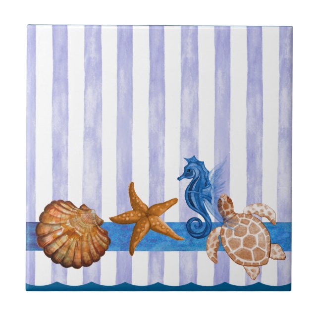 Nautical Sea Creatures Tile (Front)