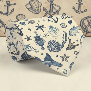 Nautical Sea Life Custom Necktie