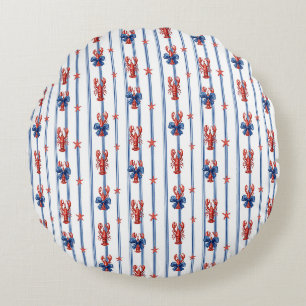 Nautical Sea Life, Land of the Free, Round Pillow