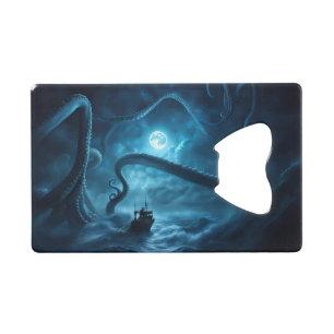 Nautical Sea Ocean Kraken Fishing Boat Credit Card Bottle Opener