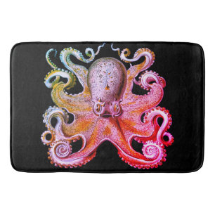 Nautical sea  Octopus bath mat pink rainbow