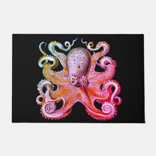 Nautical sea  Octopus decor welcome mat pink