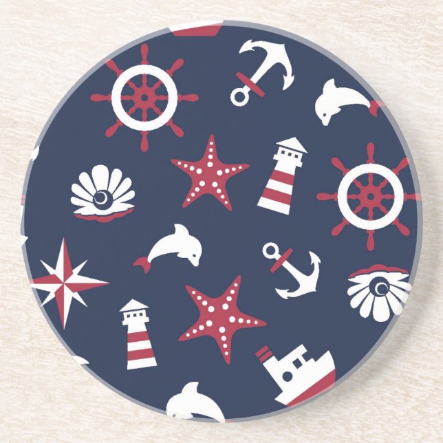 Nautical Sea Pattern Coaster (Front)