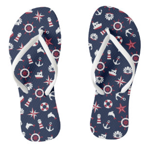 Nautical Sea Pattern Flip Flops