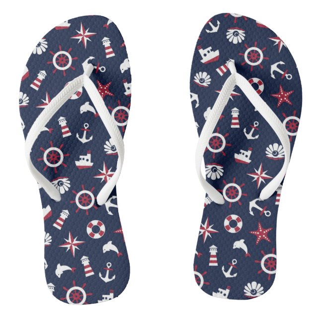 Nautical Sea Pattern Flip Flops (Footbed)