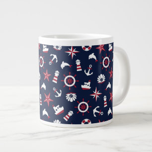 Nautical Sea Pattern Giant Coffee Mug