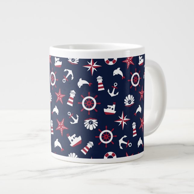 Nautical Sea Pattern Giant Coffee Mug (Front Right)