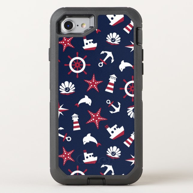 Nautical Sea Pattern Otterbox iPhone Case (Back)