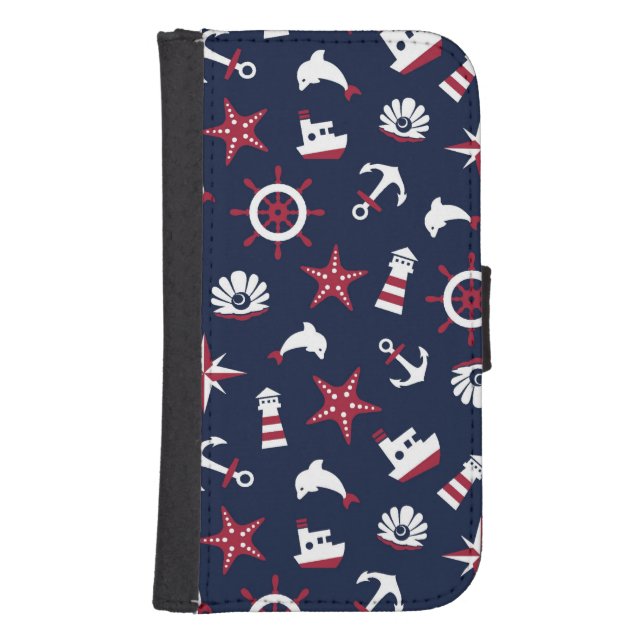 Nautical Sea Pattern Samsung Galaxy Wallet Case (Front)