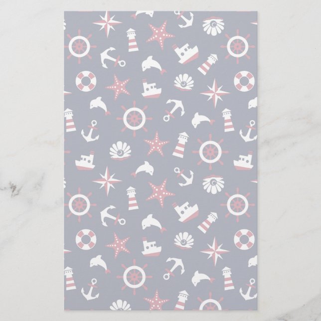 Nautical Sea Pattern Stationery (Front)
