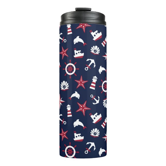 Nautical Sea Pattern Thermal Tumbler (Front)