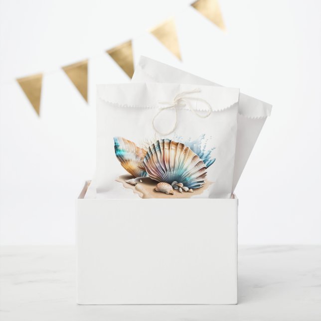 Nautical sea shells 3D beach sand marine Favor Bag (Party)