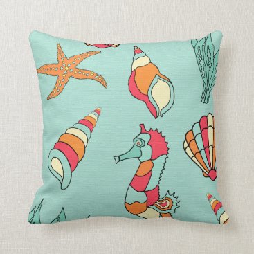 NAUTICAL SEA SHELLS THROW PILLOW NAUTICAL SEA SHELLS THROW PILLOW
