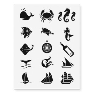 Nautical Sea Symbols Temporary Tattoos