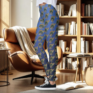 Nautical Sea Turtle Anchor Ship Wheel Blue Leggings