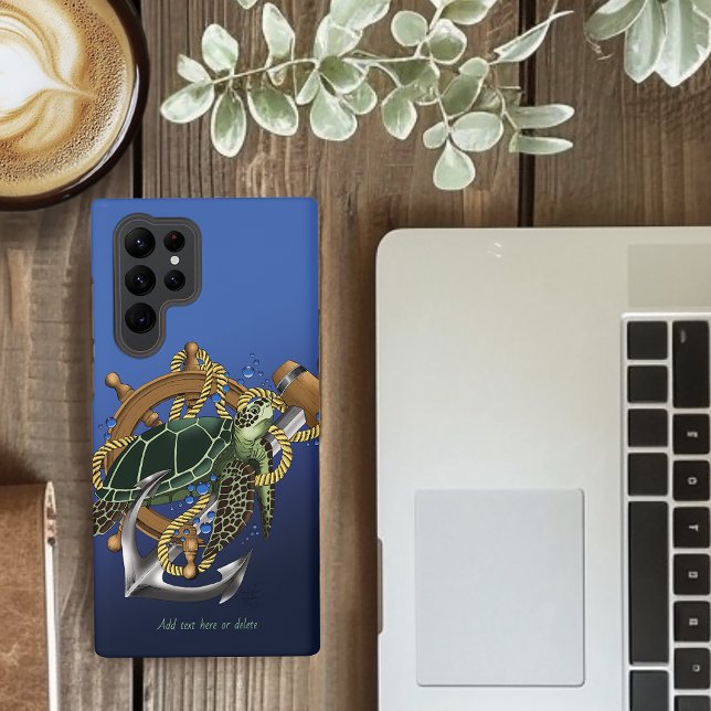 Nautical Sea Turtle Anchor Ship Wheel Blue Samsung Galaxy Case (Creator Uploaded)