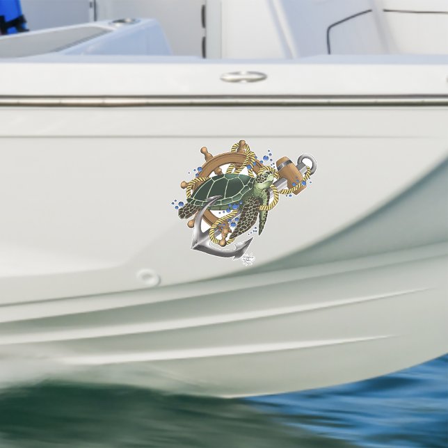 Nautical Sea Turtle Anchor Ship Wheel Blue Sticker (Creator Uploaded)