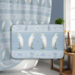 Nautical Sea Turtle Seahorse n Egret Blue Stripe Bath Mat