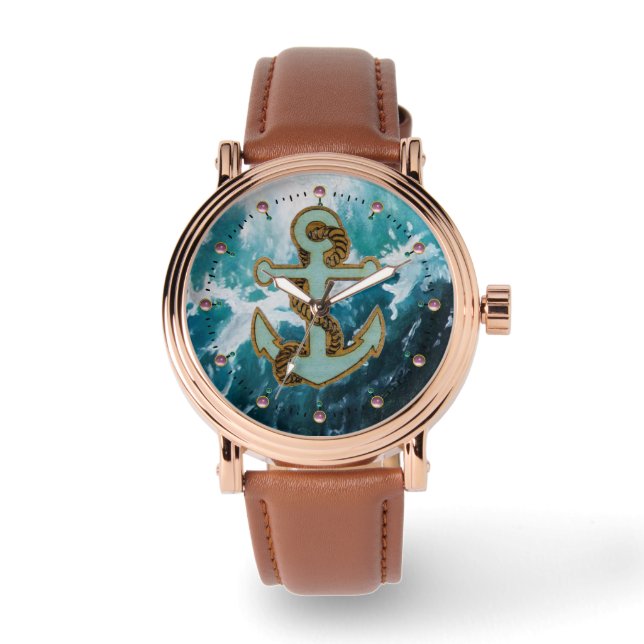 NAUTICAL / SEA WAVES ,ANCHOR AND ROPE WATCH (Front)