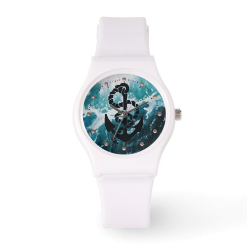 NAUTICAL  SEA WAVES ANCHOR AND ROPE WATCH