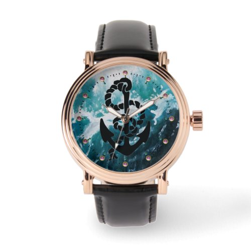 NAUTICAL  SEA WAVES ANCHOR AND ROPE WATCH