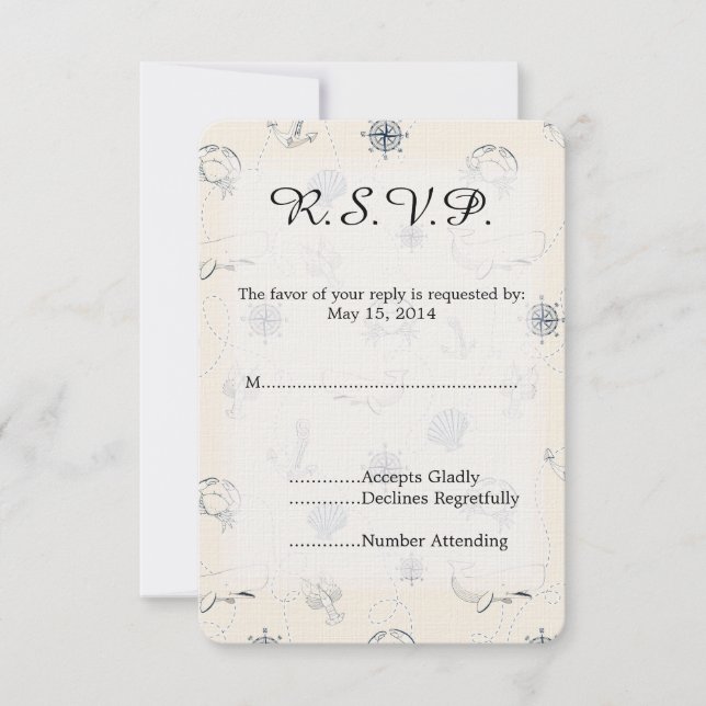 Nautical Sea Wedding RSVP (Front)