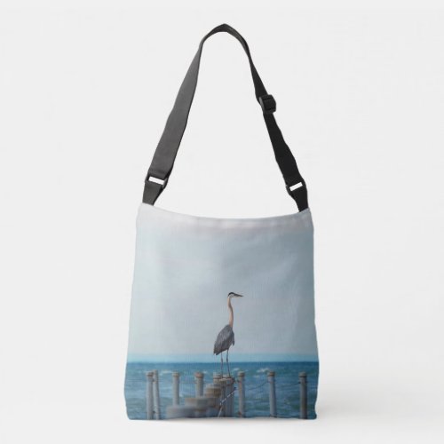 Nautical Seafaring Blue Heron Crossbody Bag